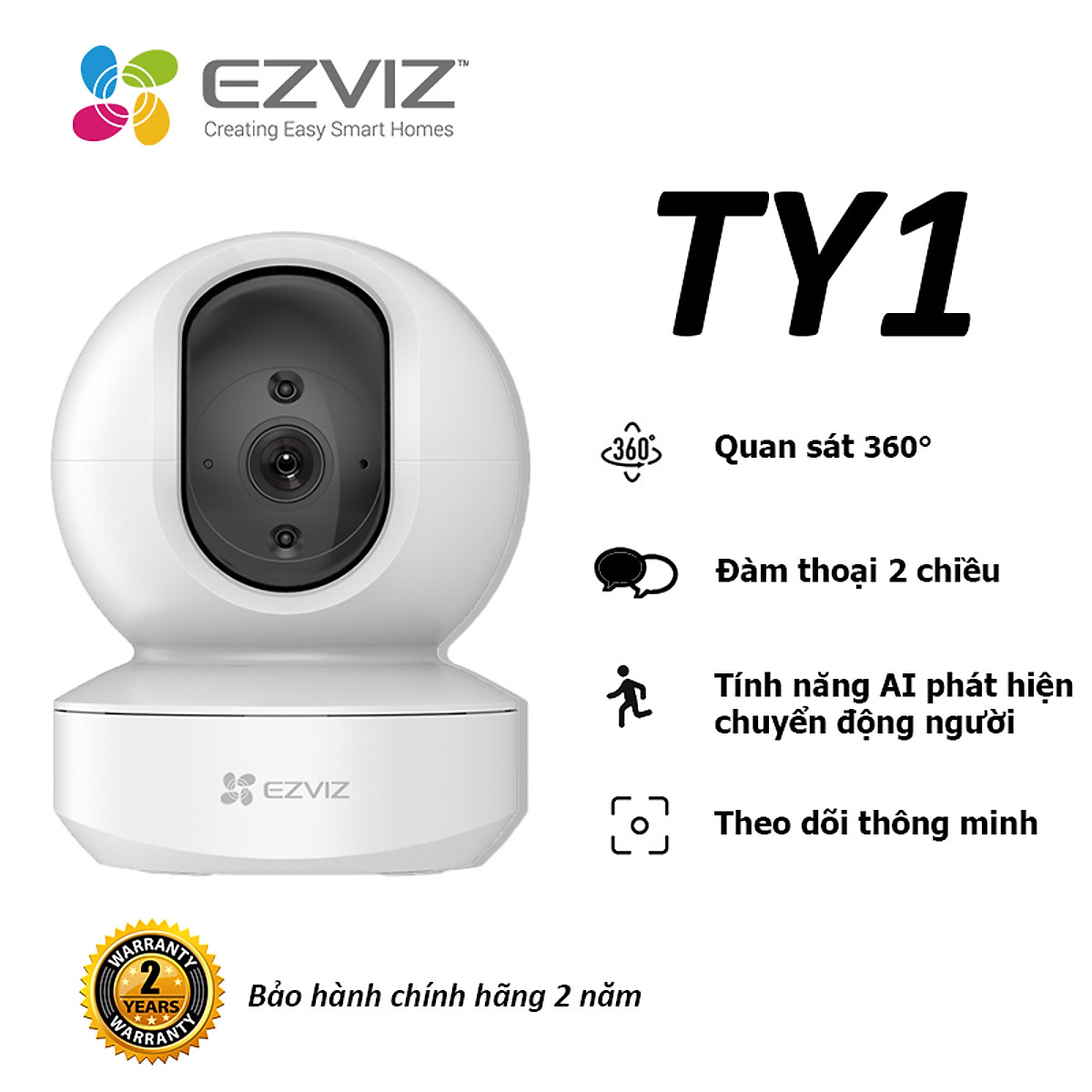 Camera không dây EZVIZ TY1 2MP siêu nét chống ngược sáng - Hàng chính hãng