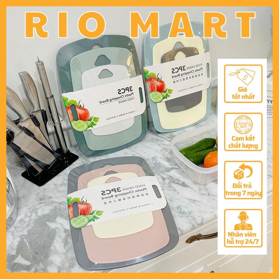 Thớt Nhựa Kháng Khuẩn Set 3 Món Dày Dặn Màu Pastel Siêu Xinh - Hàng Loại 1 - R14 RIOMART