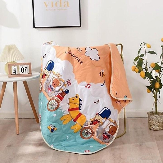 Chăn Cotton 2 Lớp Cho Bé Siêu Mát Họa Tiết Dễ Thương Nhiều Hình 140x110x3cm