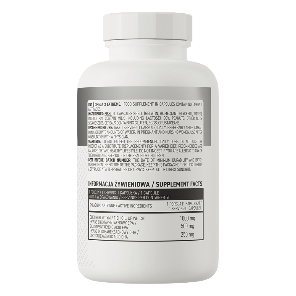 Ostrovit Omega 3 Extreme (90 / 180 Viên) Dầu Cá Siêu Cô Đặc, Bổ Sung 1000mg Dầu Cá, DHA &amp; EPA Cao | Nhập Khẩu Ba Lan
