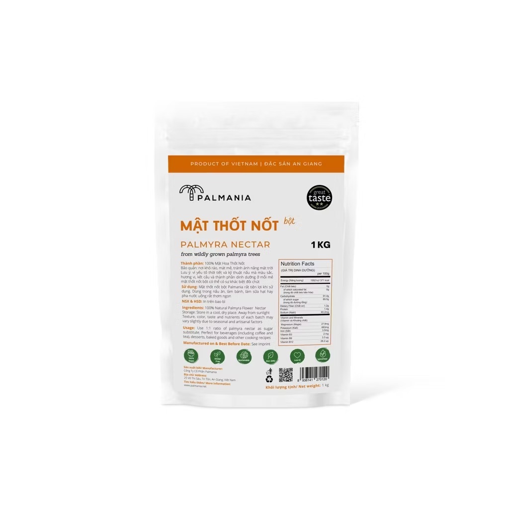 PALMANIA Mật thốt nốt bột 1000G | 2 sao Great Taste Awards 2020 | Nguyên Chất, Tự Nhiên &amp; Vì Sức Khỏe | Đặc sản An Giang