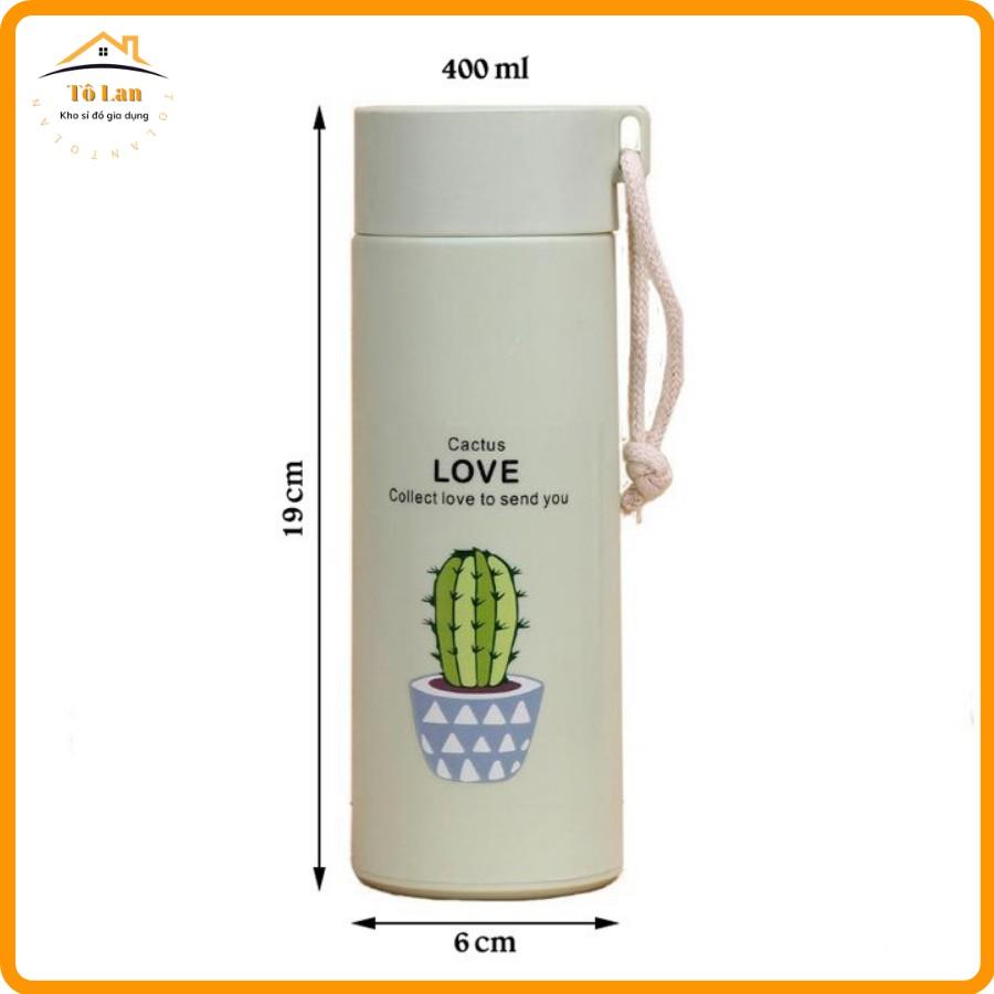 Bình Giữ Nhiệt Vỏ Nhựa Lõi Thủy Tinh / Bình Đựng Nước Xương Rồng 450ml