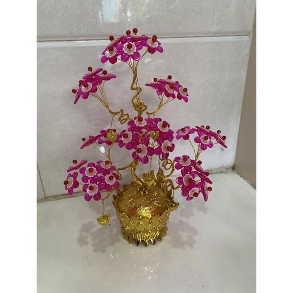 Chậu sen với hoa pha lê cao 30cm