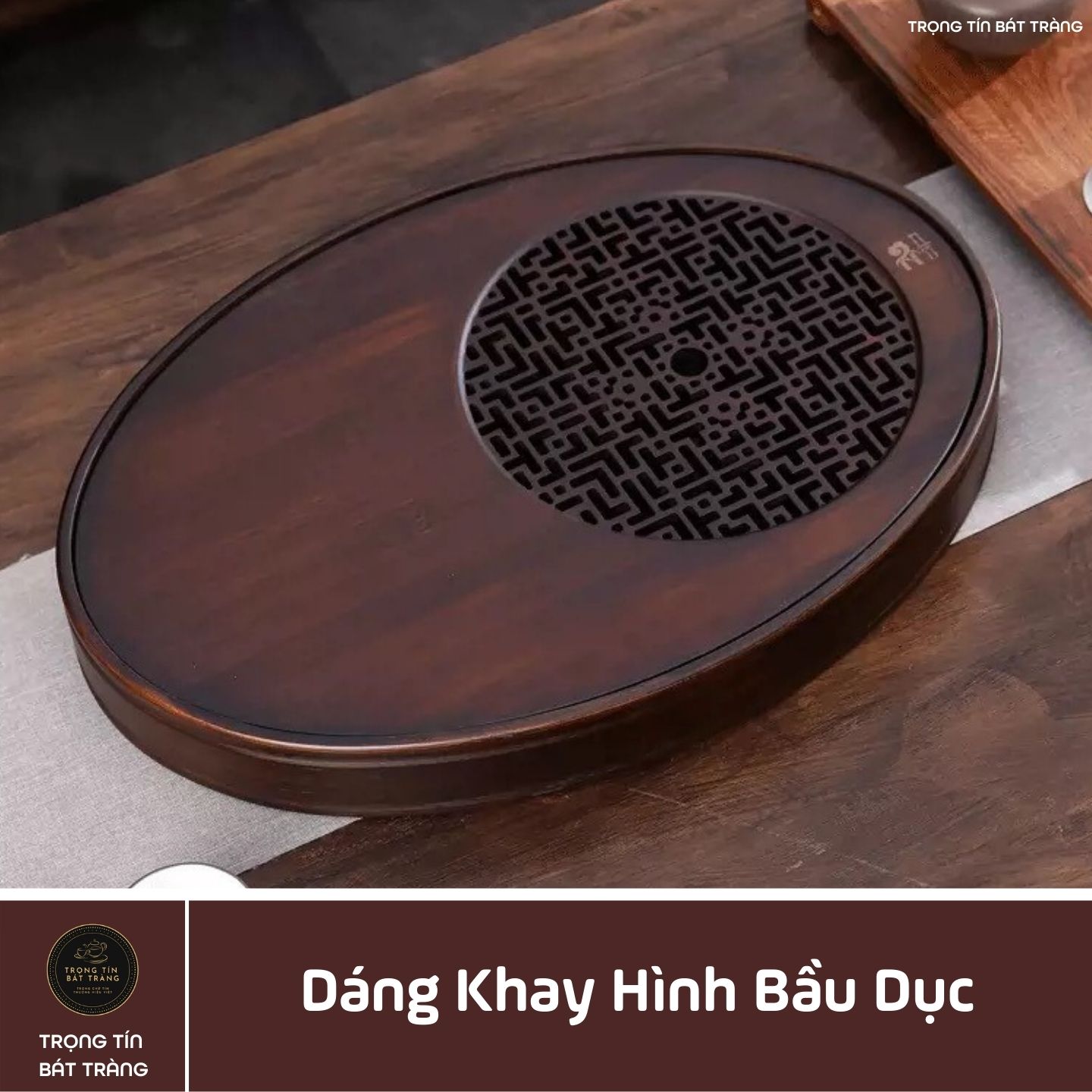 KT 15 Khay Trà Tre Cao Cấp  Bầu Dục Nhỏ