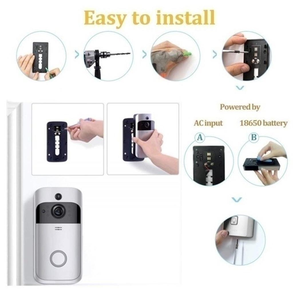 Wireless WiFi Video 2-Way Talk Chime Security Smart Camera 1080P
