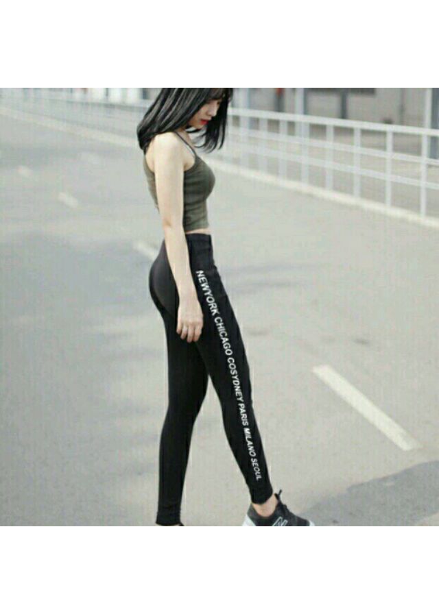 QUẦN LEGGING NỮ VIỀN CHỮ TRẮNG 