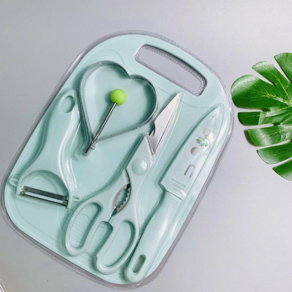 Bộ dao thớt 5 món chế biến ăn dặm, dao thớt nhà bếp tiện dụng
