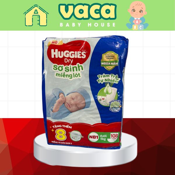 MIẾNG LÓT SƠ SINH HUGGIES TRÀM TRÀ NB1 108 MIẾNG TẶNG 8 MIẾNG
