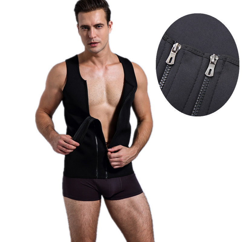 Double zipper men's body sculpting vest, waist tummy tuck, sportswear