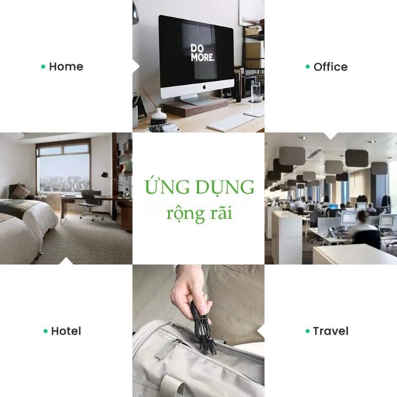 Ugreen UG70654NW122TK 5M cat6a 10Gbps 500MHz OD2.8mm Utp cáp mạng siêu mỏng thuần đồng màu đen - HÀNG CHÍNH HÃNG