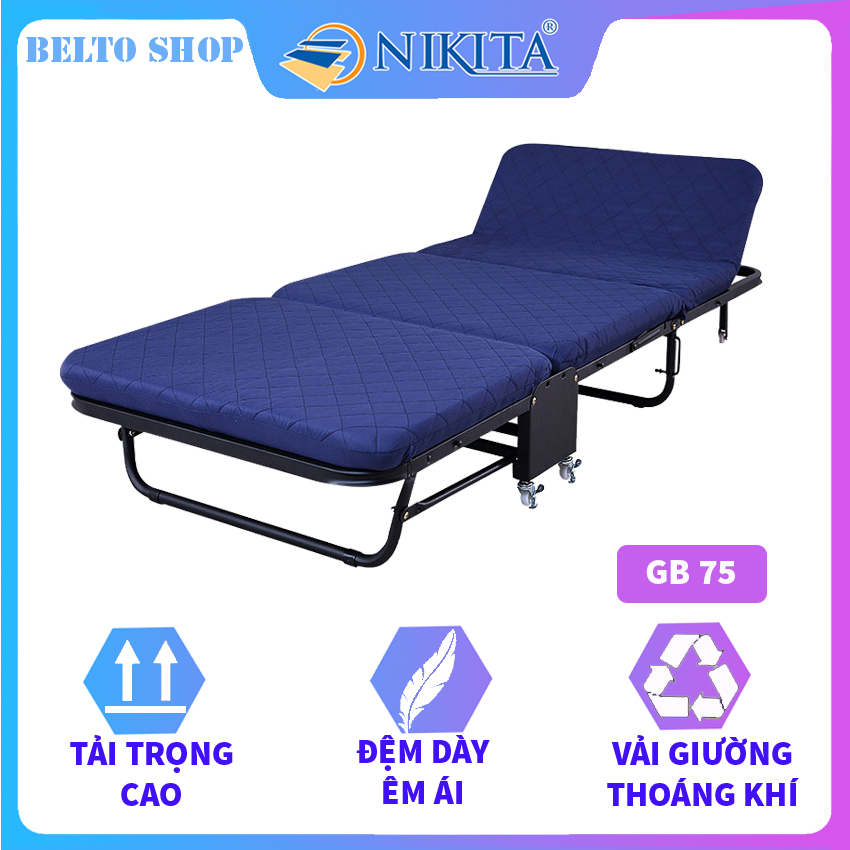 Giường ngủ thông minh gấp gọn NIKITA, Khung thép sơn tĩnh điện, Xếp gọn thành ghế sofa,  Bánh xe di chuyển dễ dàng