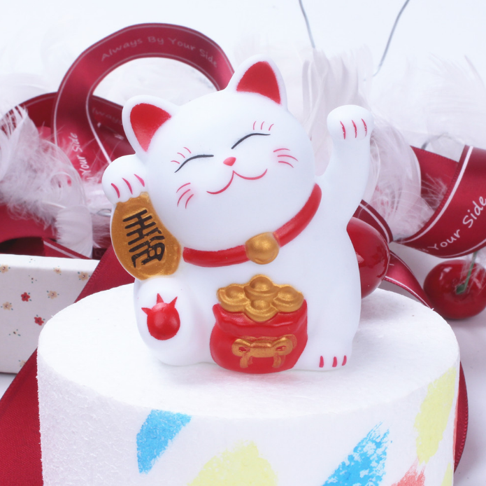 Mèo Thần Tài May Mắn mini (6.5cm*6.5cm) Nhựa Silicon để trang trí bánh kem, phụ kiện bánh sinh nhật, trưng bày, đồ chơi… - Henrysa