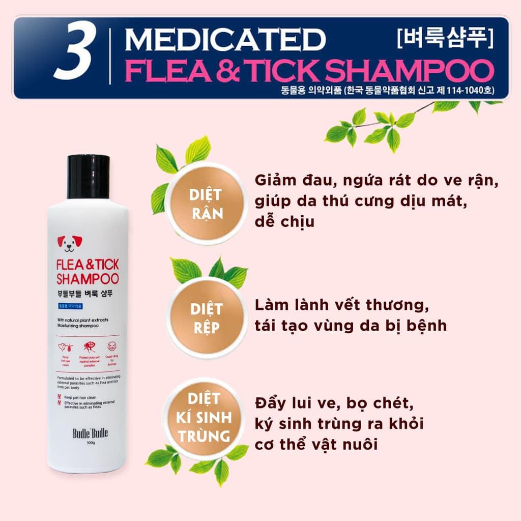 Sữa tắm trị ve rận cho chó Budle'Budle Flea & Tick Shampoo 300ml