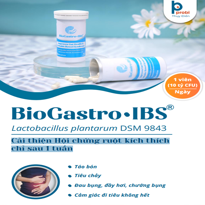 Men vi sinh BioGastro • IBS cải thiện hội chứng ruột kích thích và viêm đại tràng co thắt xuất xứ Thụy Điển hộp 1 lọ 30 viên nang