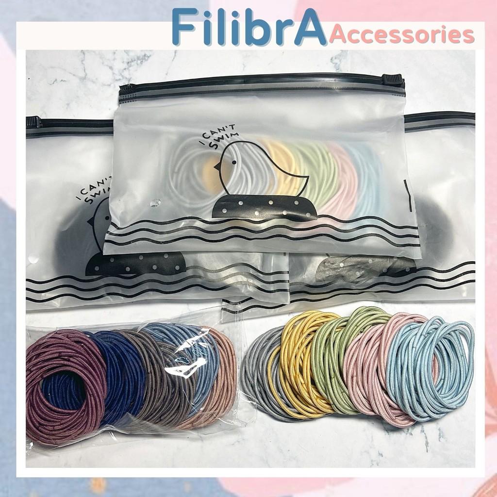 Set 100 dây thun cột tóc nữ co giãn nhiều màu kèm túi Zip, phụ kiện tóc CT000 - Filibra