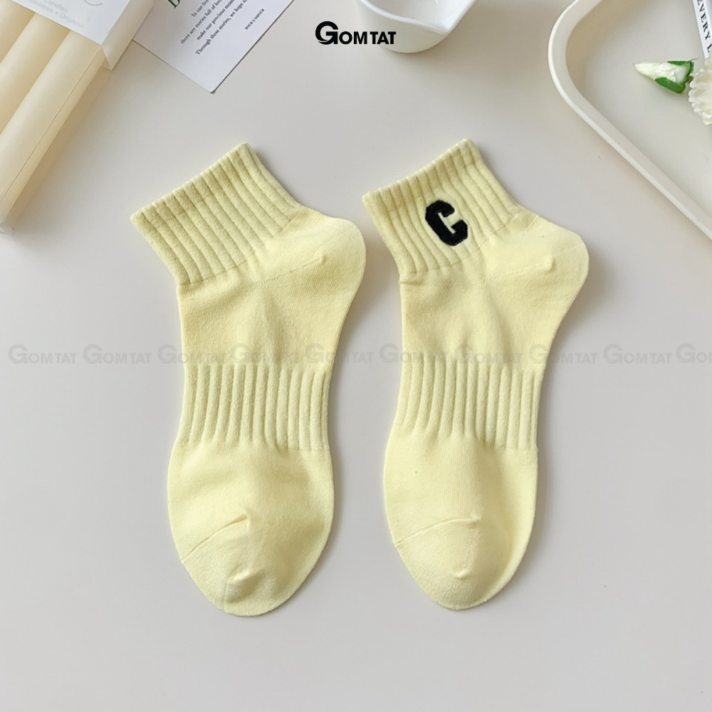 Tất nữ cổ ngắn cao cấp mẫu chữ C, vớ cổ thấp nữ chất liệu cotton cao cấp, mềm mại thoáng khí - PO-CONGAN-C-3014-1DOI