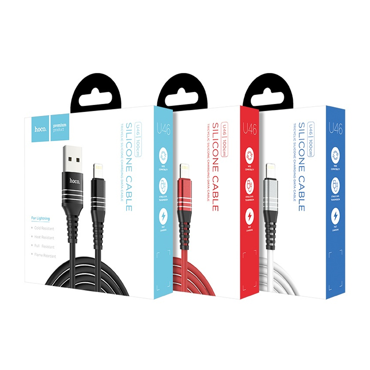 Combo CÁP SẠC HOCO U46 FOR LIGHTNING + Tặng Dây Quấn Cáp - Chính Hãng