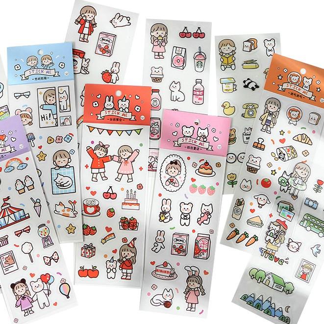 Set 2 tờ nhãn dán sticker họa tiết hoạt hình dễ thương ST183