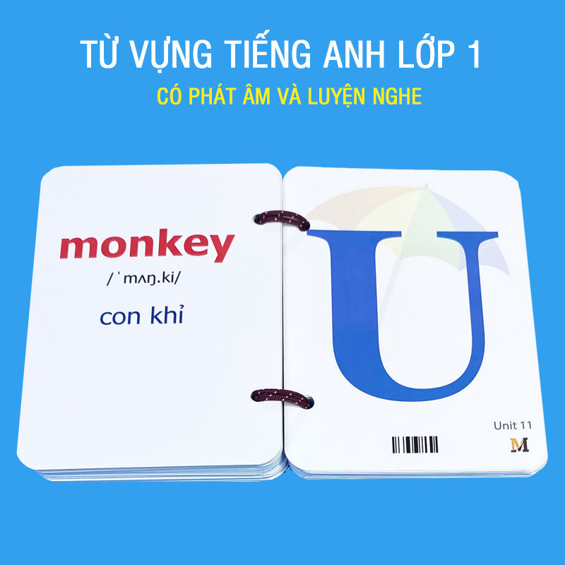 Flashcard tiếng Anh Lớp 1 BGD (khổ lớn A6), có phát âm, hình ảnh và màu sắc sinh động