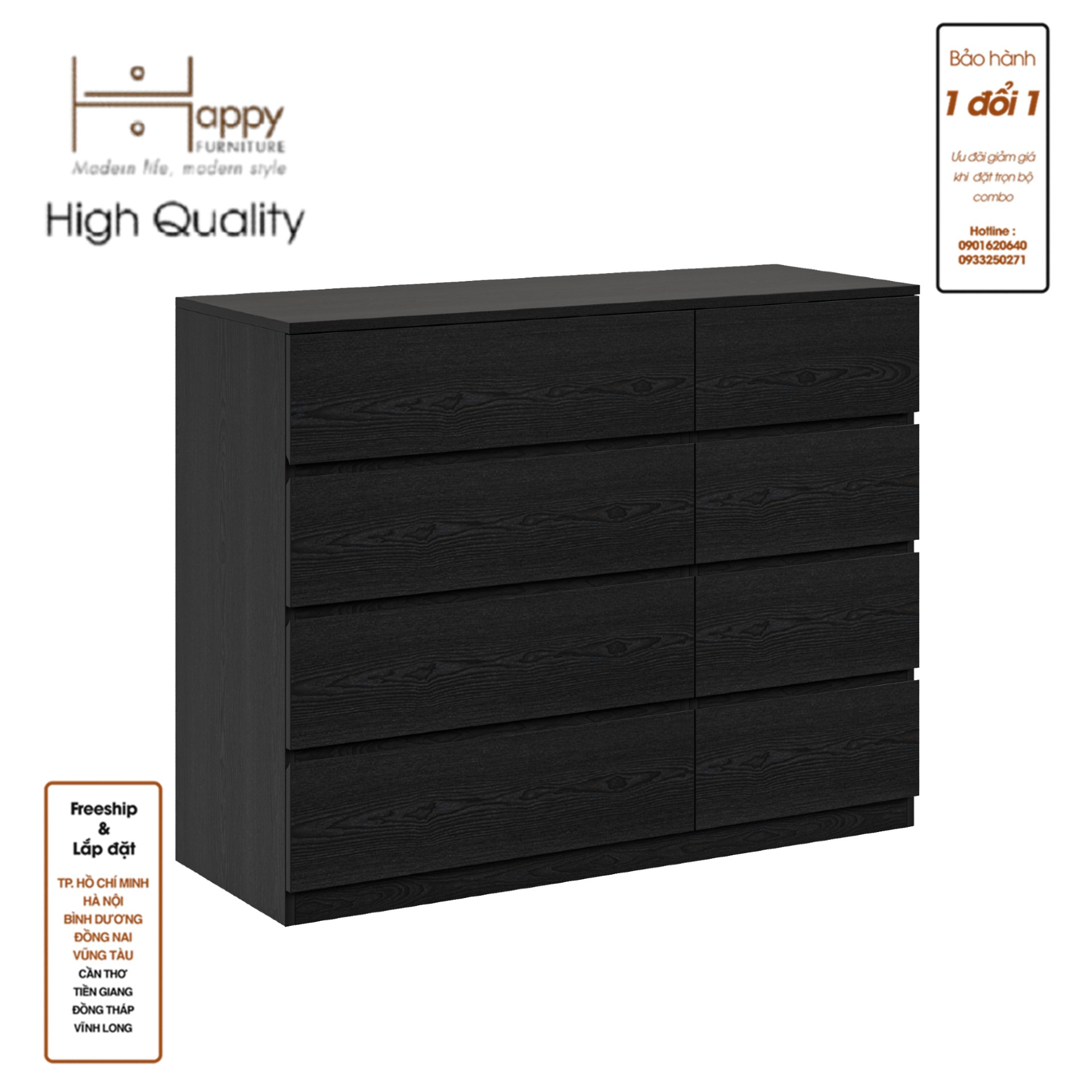 OLA, Tủ đựng đồ 8 ngăn kéo, 120cm x 45cm x 94cm , THK_091