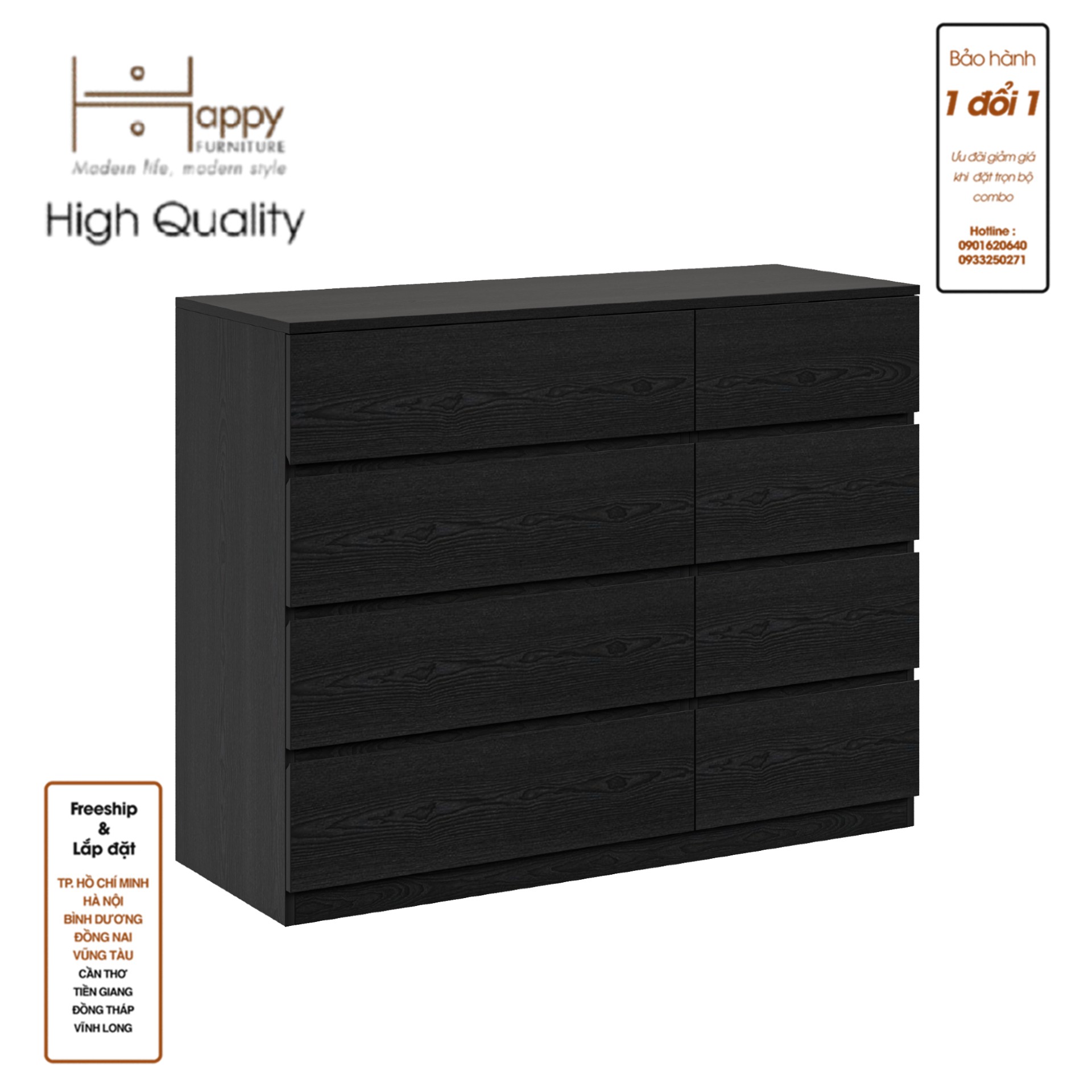 [Happy Home Furniture] OLA, Tủ đựng đồ 8 ngăn kéo, 120cm x 45cm x 94cm ( DxRxC), THK_091