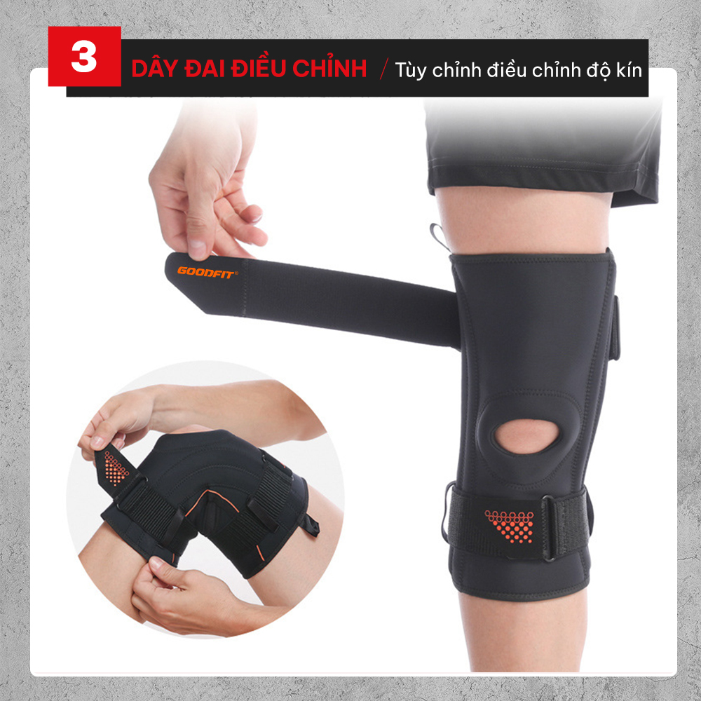 Đai bảo vệ đầu gối cao cấp GoodFit GF525K giúp tránh chấn thương, dùng trong tập Gym, bóng chuyển, chạy bộ