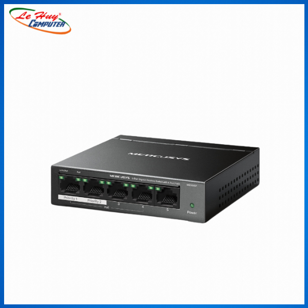 Switch PoE MERCUSYS MS105GP  (5 port 1000Mbps với 4 Port Poe) - Hàng Chính hãng