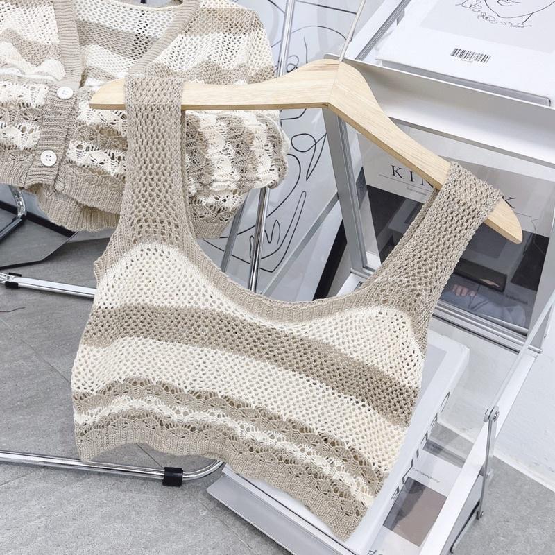 SET ÁO LEN CROPTOP KÈM KHOÁC