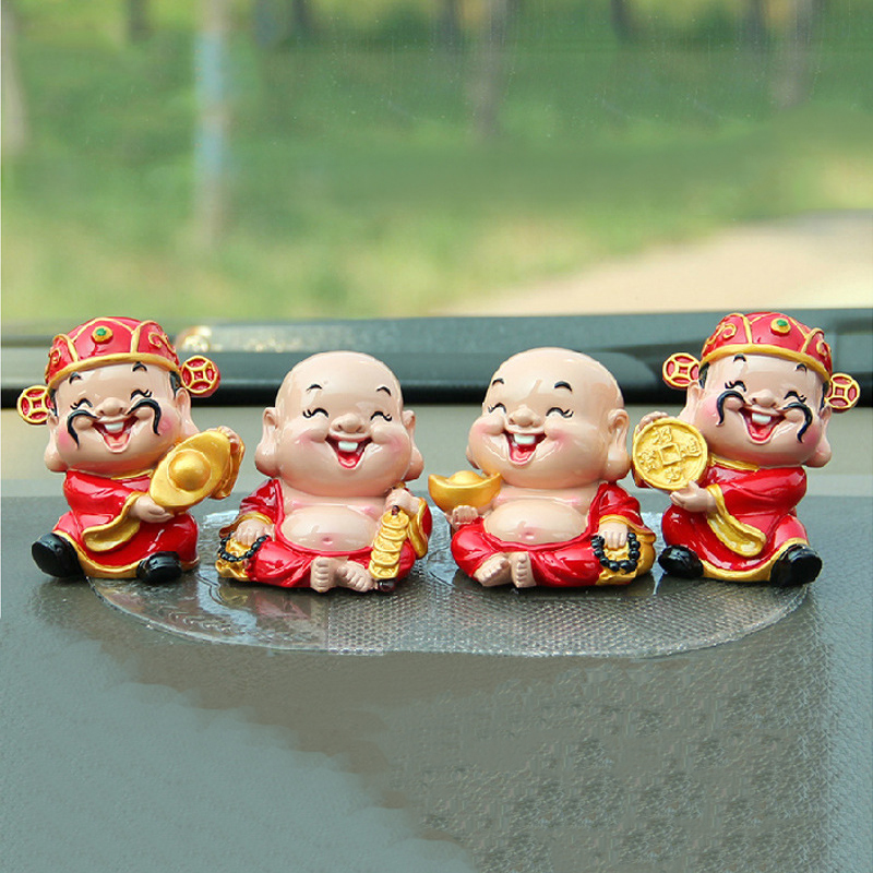 Bộ 04 tượng chibi Thần Tài + Di Lặc 6cm