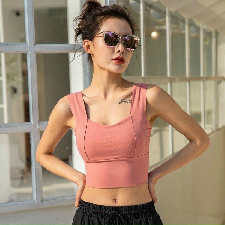 M166. Áo bra tập gym 2 dây sẵn đệm ngực, áo hai dây croptop nữ cá tính (có sẵn - miễn ship)