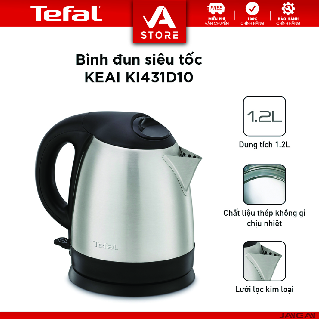 Bình đun siêu tốc 1.2L Tefal KI431D10 - 1800W - Hàng Chính hãng