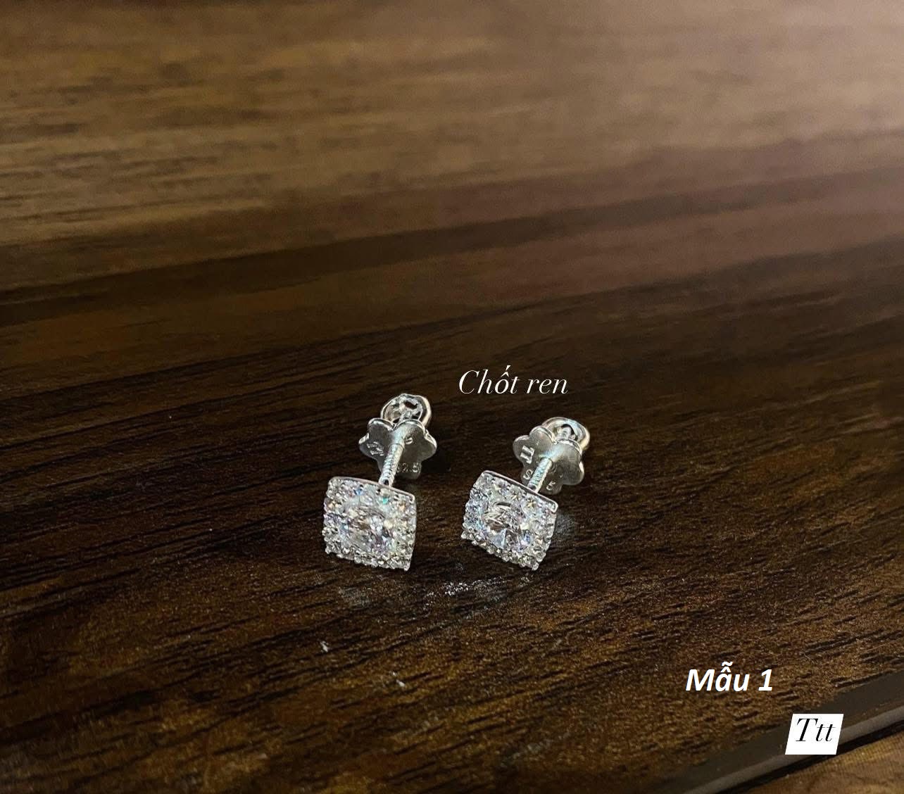 Bông tai bạc thời trang chốt ren xoáy chất liệu bằng bạc s925 MS080x - Bạc trang sức PKG