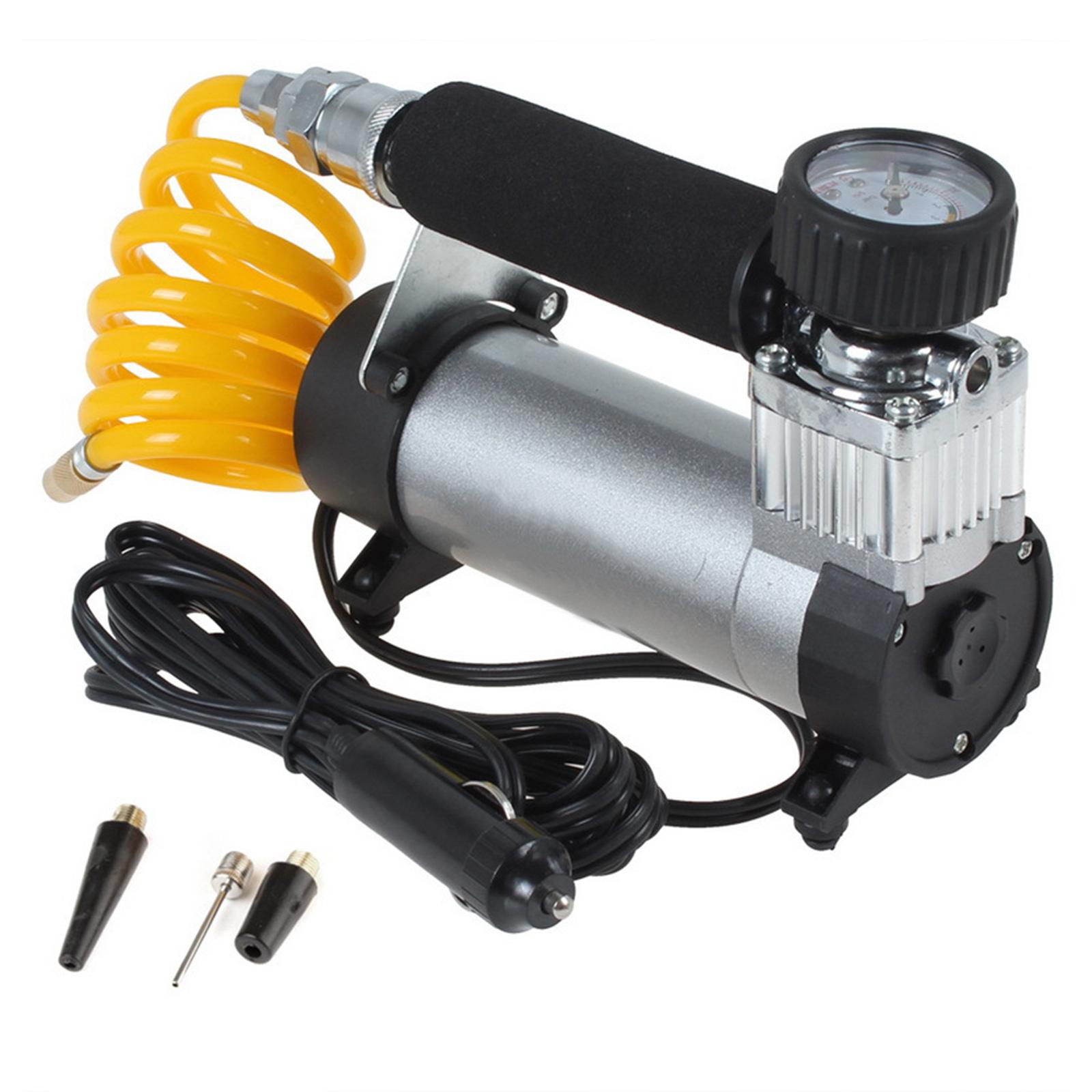 Portable Compact Electric Tyre Air Compressor Pump Inflator Pressure Gauge
