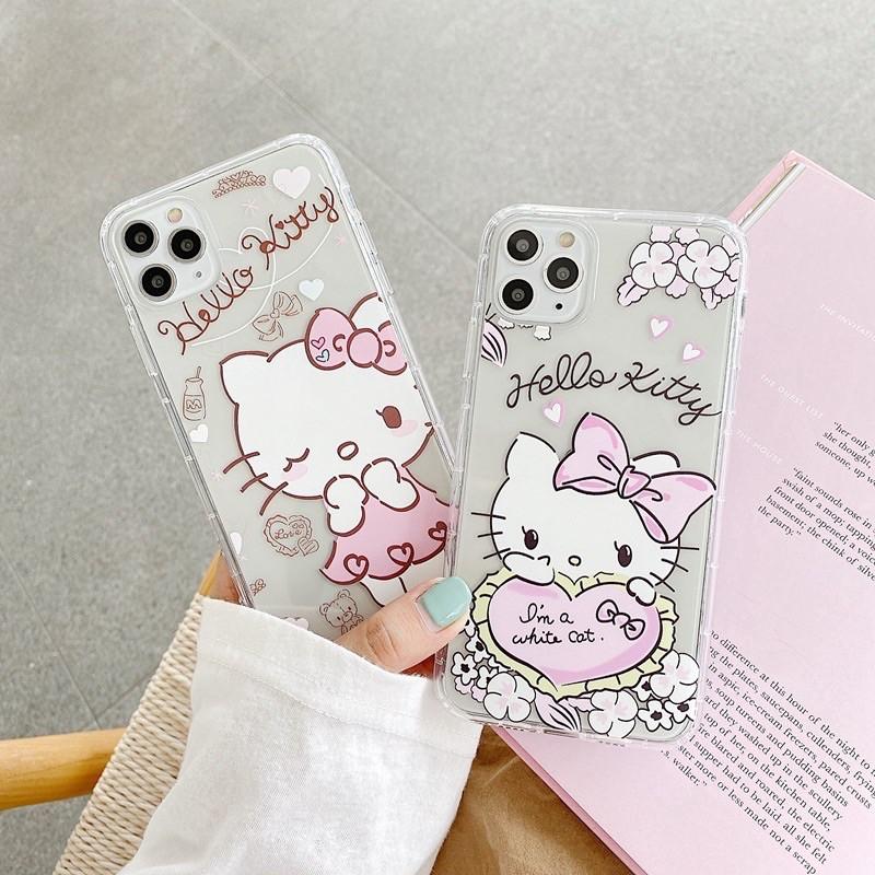 Ốp Lưng Case dành cho Iphone Dẻo Hello kitty hồng Trong Không Ngả Màu 7g/8g/7Plus/8Plus/X/Xs/Xsmax/Xr/11/11Pro/11Promax/12/12pr