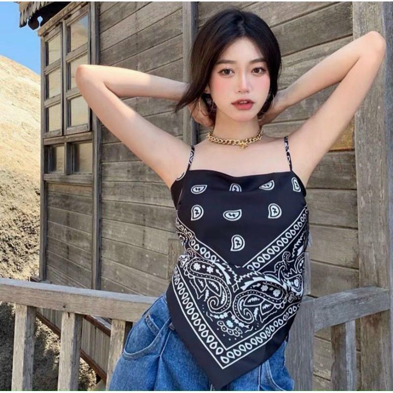 Áo yếm 2 dây buộc nơ đi biển siêu xinh - Áo thắt nơ họa tiết thổ cẩm -CÓ MÚT NGỰC - Freesize<60kg