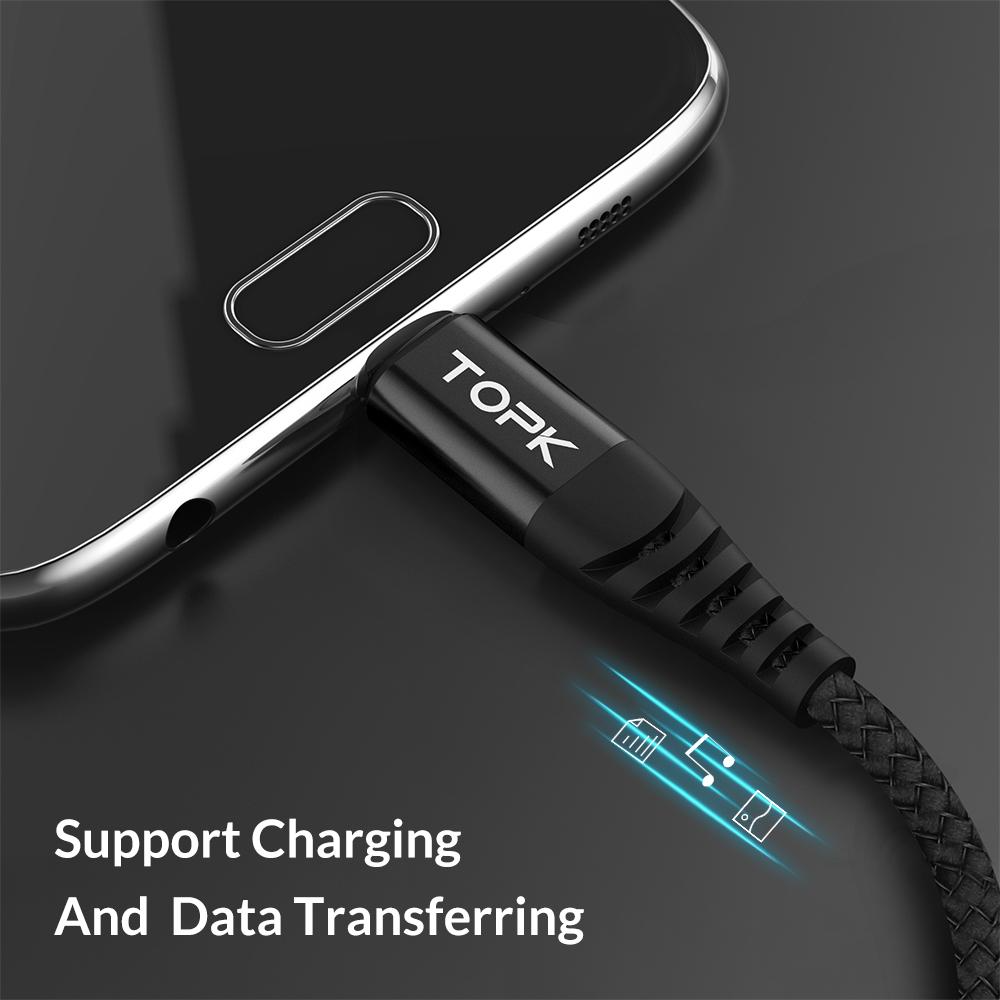 [HÀNG CHÍNH HÃNG] Cáp sạc TOPK AN42 Micro - USB Hi-Tensile Dữ Liệu Bện Nylon Dành Cho Samsung Galaxy S7 Edge S6 Xiaomi Redmi Note 5 - Phân phối bởi TOPK VIỆT NAM