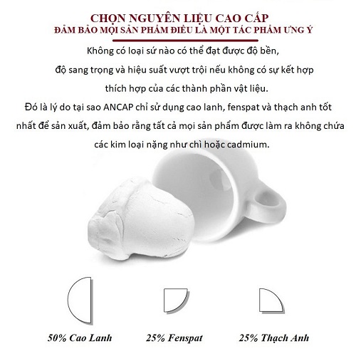 Bộ đĩa và ly sứ cà phê Ancap Cappuccino 180 ml vẽ tay lên thân