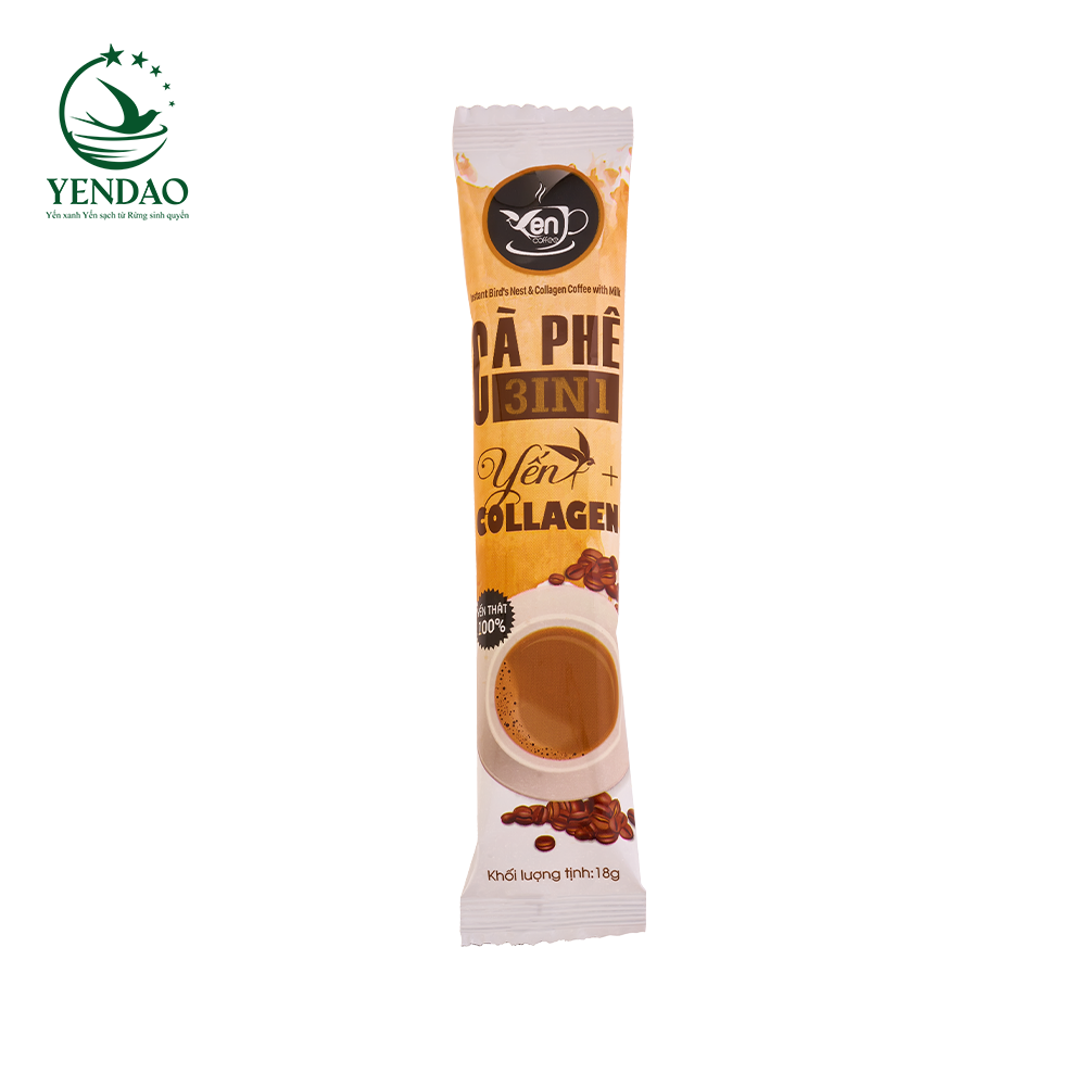Cà phê Yến 3in1 Collagen Yến Đảo Thơm Ngon Giải Tỏa Căng Thẳng, Mệt Mỏi 20 Gói/ Hộp