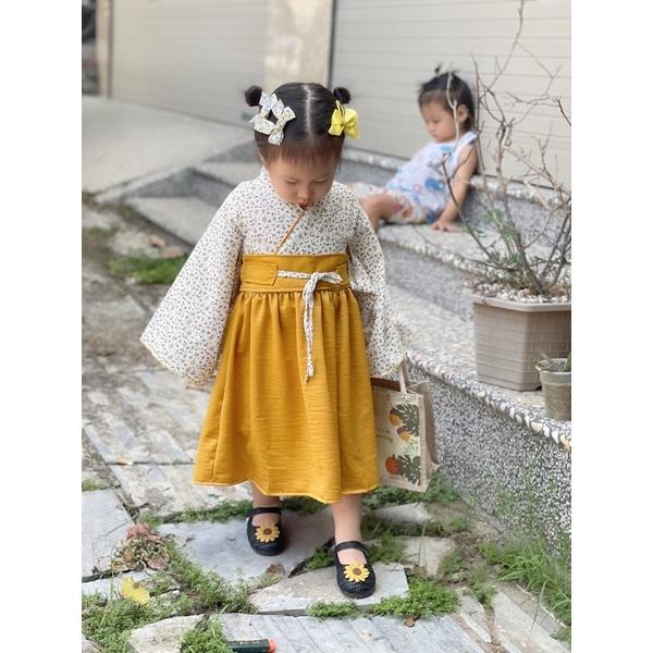 Váy Kimono Nhật Bản Cách Tân Cho Bé Gái 3 Đến 18kg, Đầm Bé Gái Chất Lụa Ướt Mềm Mại [V032