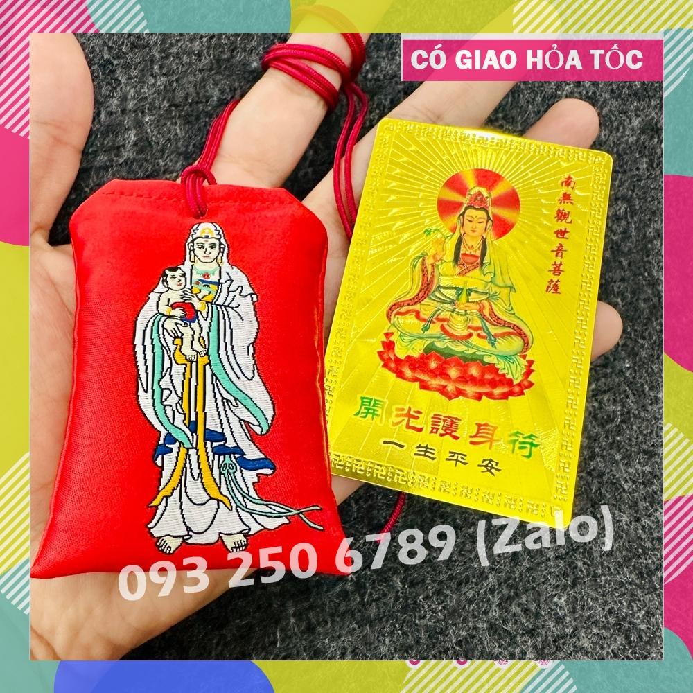 COMBO Bình An : TÚI QUAN ÂM + KIM BÀI QUAN THẾ ÂM BỒ TÁT cầu bình an- May Mắn Vượng Tài- Đã Khai Quang