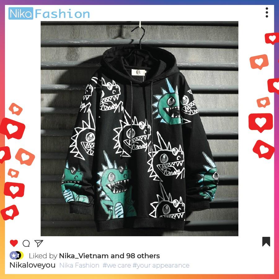 Nikafashion Áo Hoodie Nón Unisex Nam Nữ Chất Vải Nỉ Freesize 1 kích cỡ Form Dáng Rộng Dưới 65kg Mặc Đẹp K.L.O.N.G.C.Ư.Ờ.