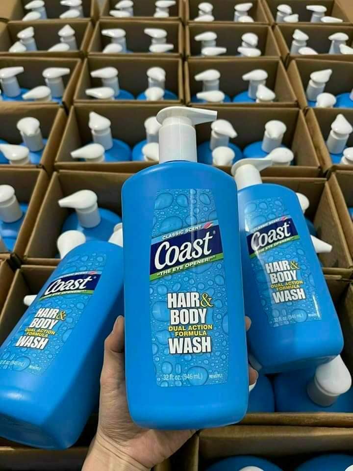THÙNG 4 CHAI Sữa Tắm Gội COAST HAIR AND BODY WASH Cho Nam 946ml USA