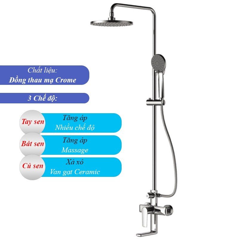 [LUXTA VIETNAM] COMBO Sen Vòi Cao Cấp LUXTA LTTB02: Bộ sen cây tắm Đồng Thau, Vòi lavabo Tặng dây cấp