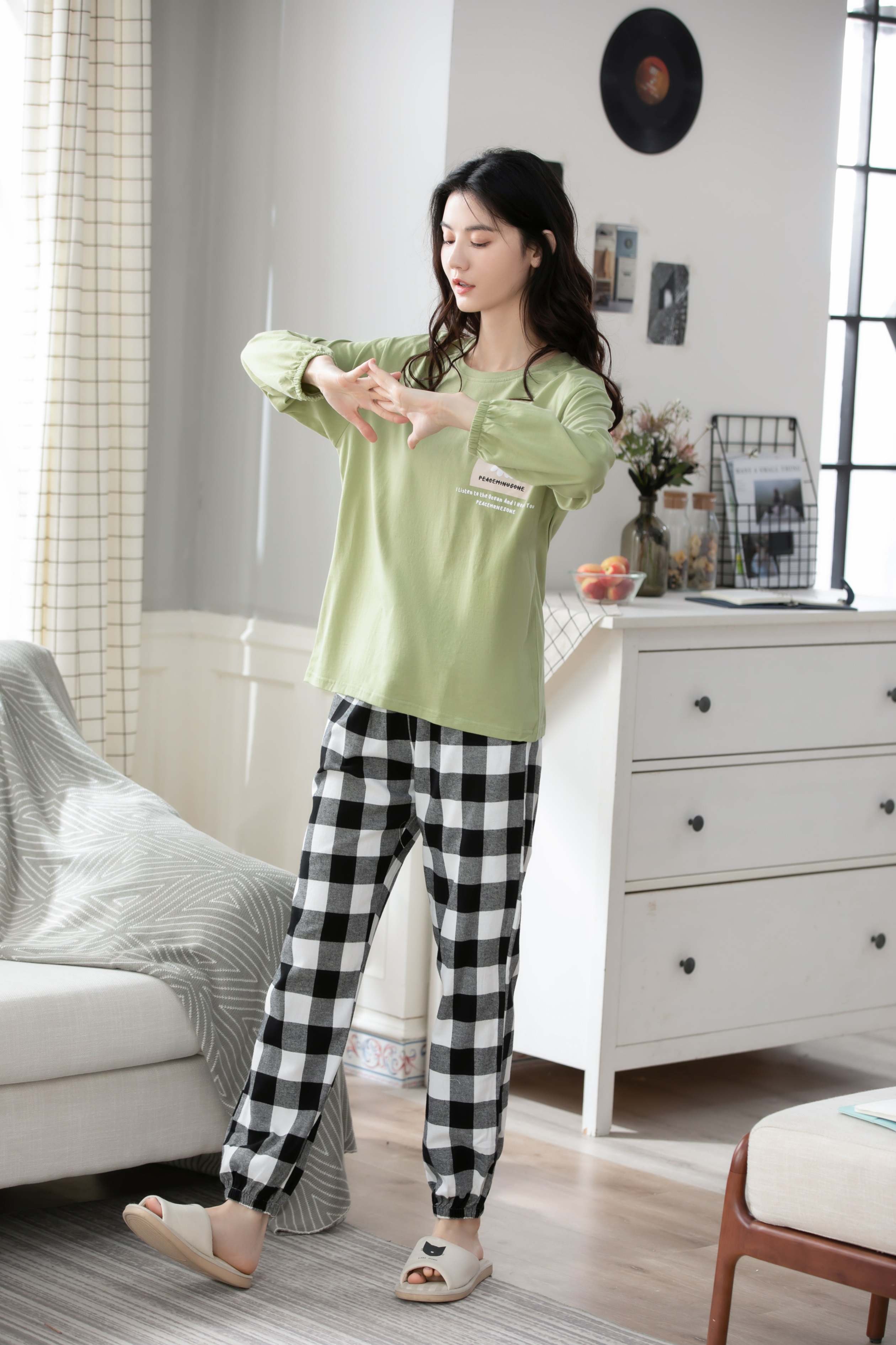 Đồ nữ mặc nhà thu đông cotton 8648