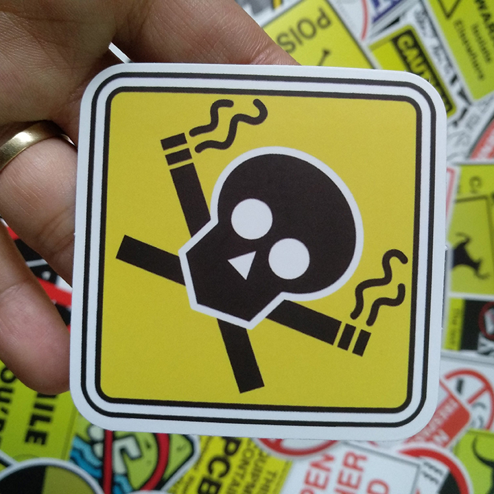 Bộ Sticker dán cao cấp chủ đề WARNING - Dùng dán Xe, dán mũ bảo hiểm, dán Laptop