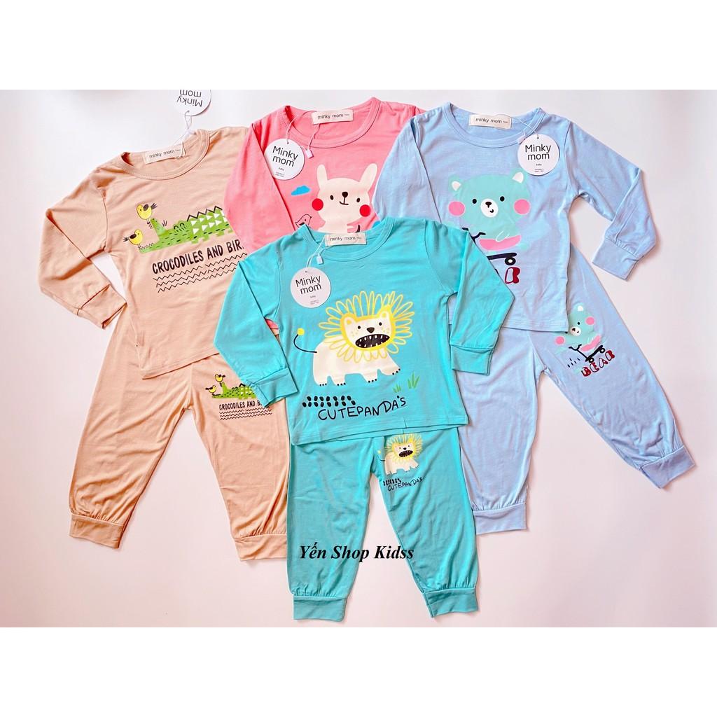 Bộ Dài Tay Minky Mom Chất Thun Lạnh Họa Tiết Thỏ Xe Đạp_Gấu Má Hồng Dễ Thương Cho Bé (Size 6_19kg)(SP001206