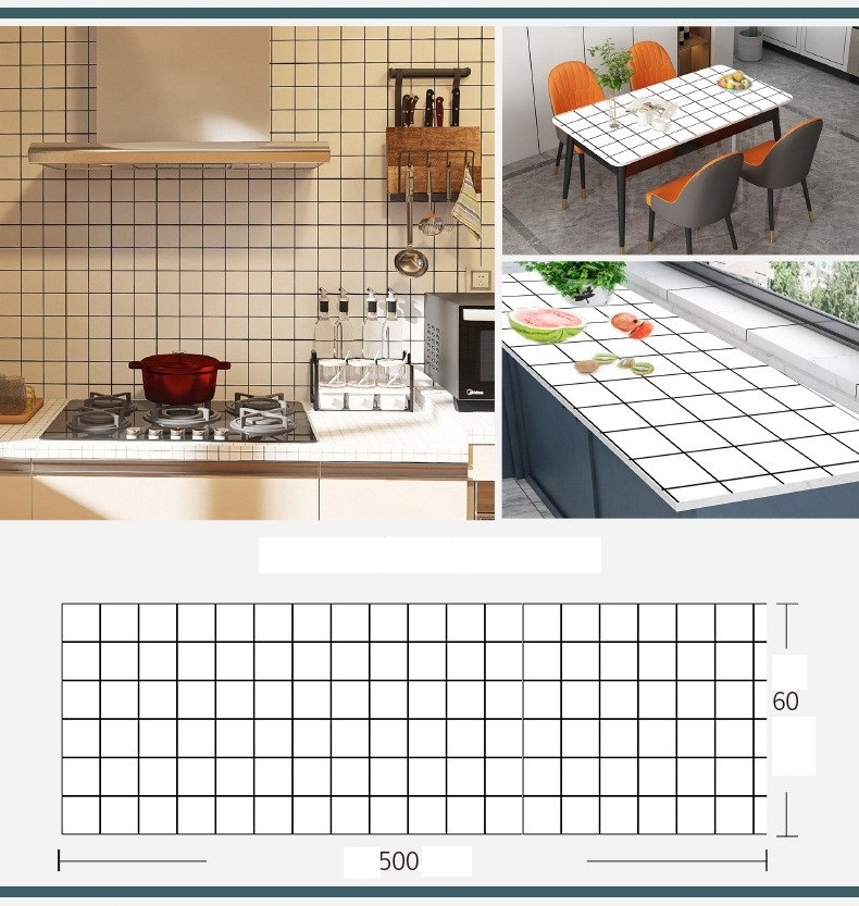 Decal dán bếp họa tiết vuông caro