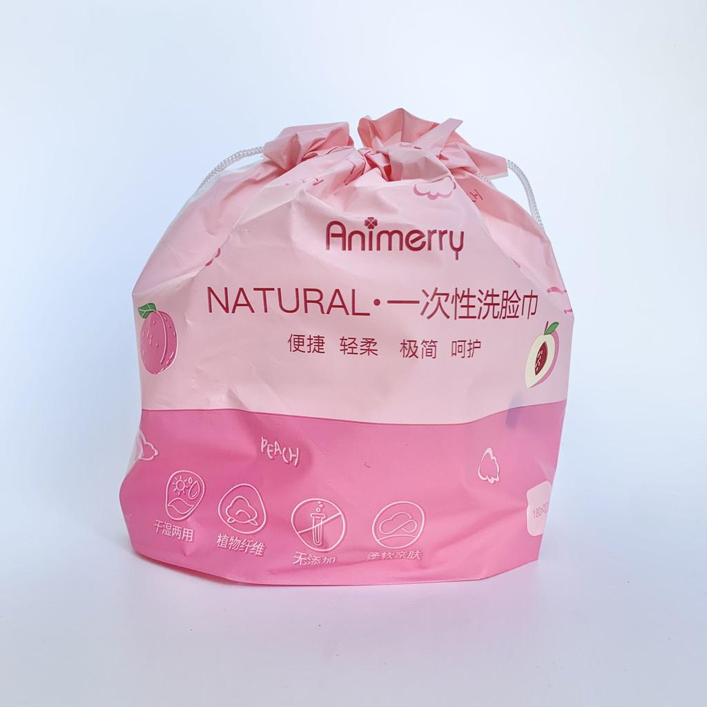 Khăn lau mặt dùng 1 lần 100% bông tự nhiên - Cuộn 40 khăn giấy lau mặt tẩy trang đa năng Animerry (CKA40)