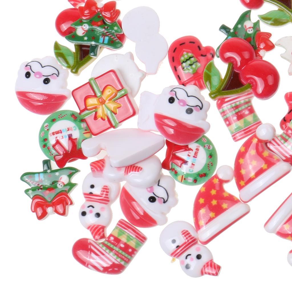 10 Pieces Mixed Enamel Christmas Charms Pendants DIY Xmas Jewelry Gifts Decorations &amp; 50 Pieces Assorted Resin Flatback Cabochons Christmas Beads Embellishments for DIY Crafts