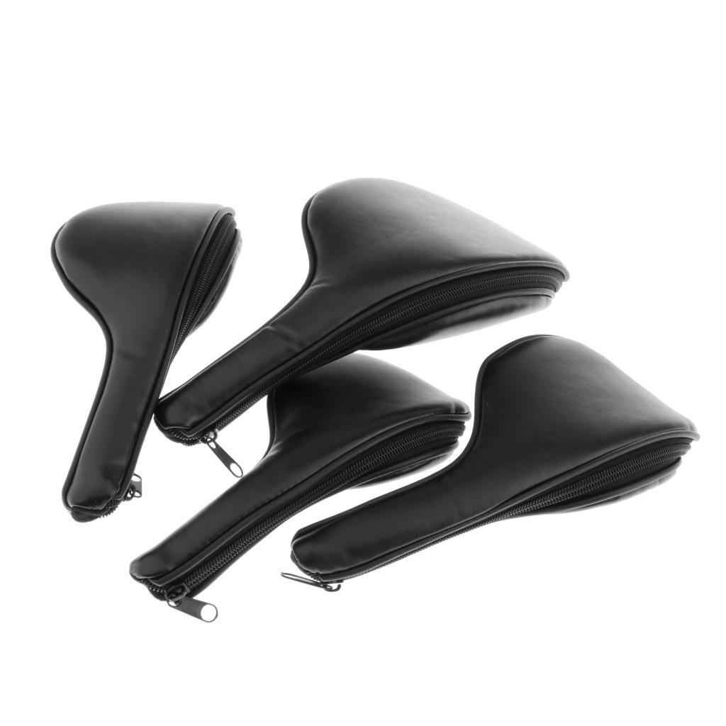4-Pack Zippered PU Leather Golf Iron Covers Set Universal Fit Most Iron Clubs